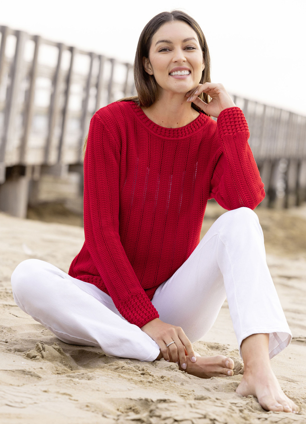 Pullover mit Ajourstreifen