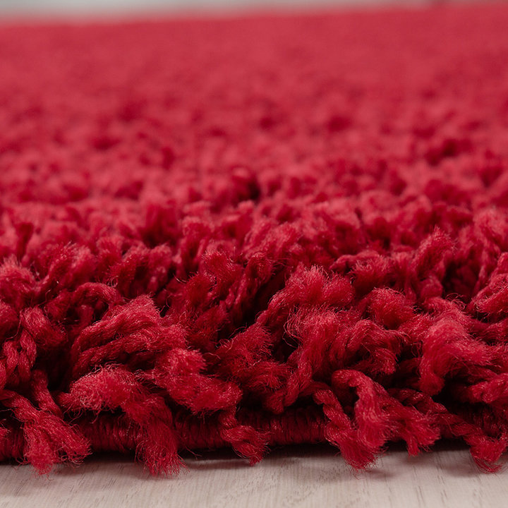 Rond hoogpolig vloerkleed - Sade Rood | Tijdloos