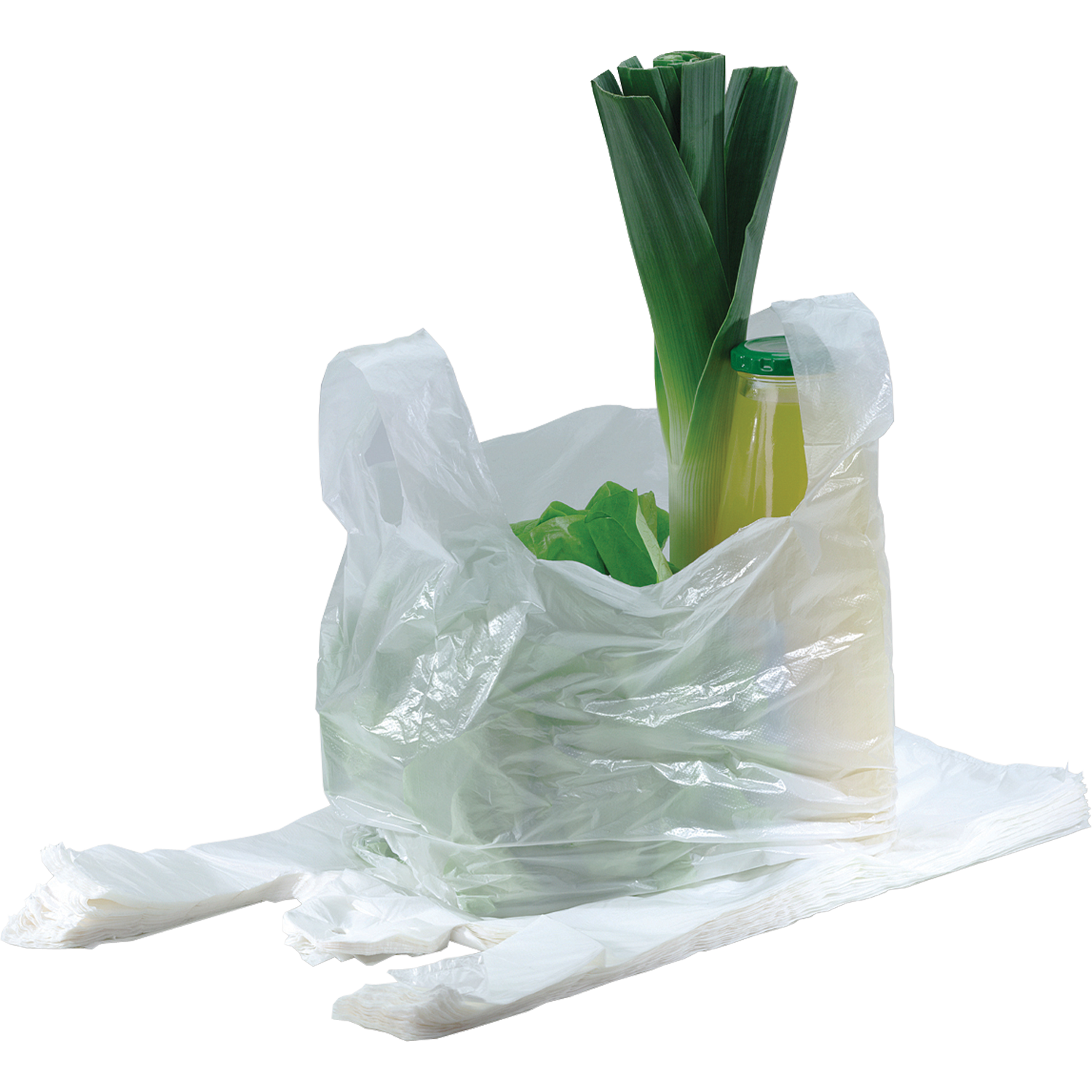 Tas, HDPE, op rol, 23x 6x50cm, hemddraagtas, transparant