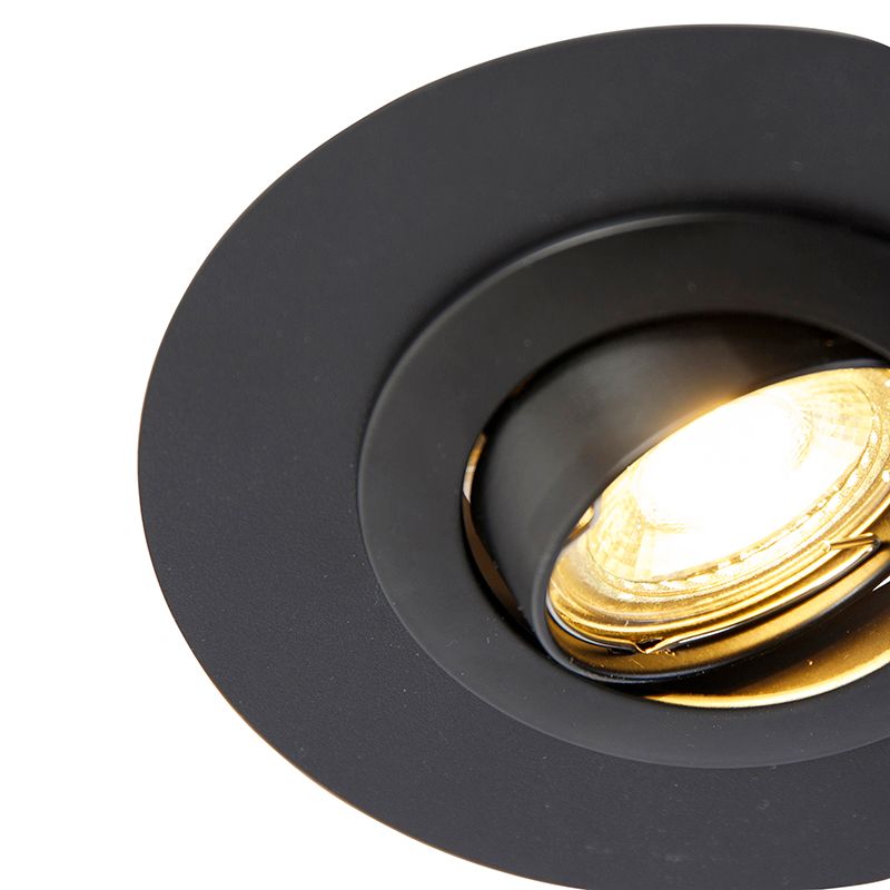 Ronde inbouwspot zwart kantelbaar met opvulring - Edu