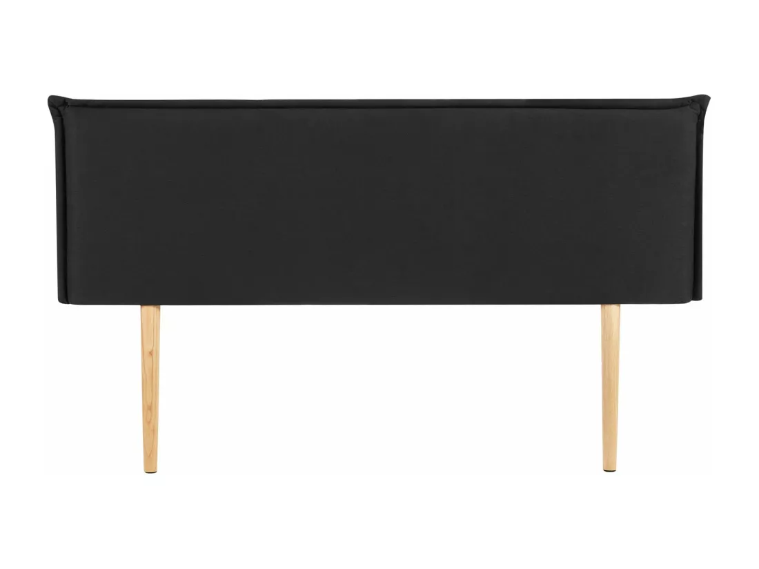 Tête de lit VINCEL 160 rembourrée, En tissu polyester pour lit 160 cm, Sur pieds en bois, Noir
