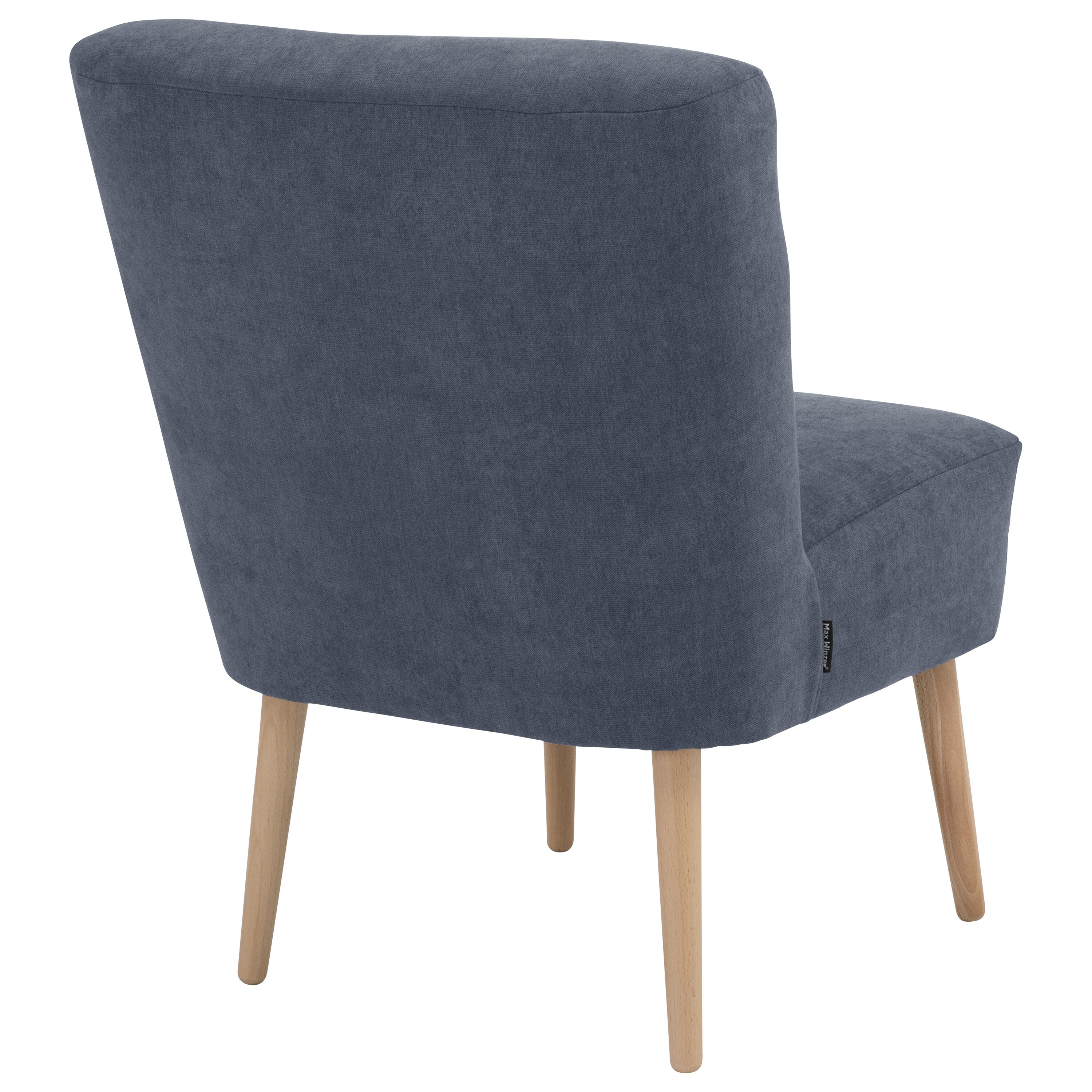 lovingHome® Sessel Fiola Velours blau Polstersessel Stuhl Relaxsessel Füße Buche natur mittlere Sitzhärte