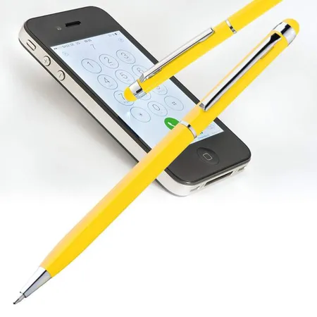 Easy Gifts Touchpen Drehkugelschreiber aus Edelstahl, gelb, 10 Stück