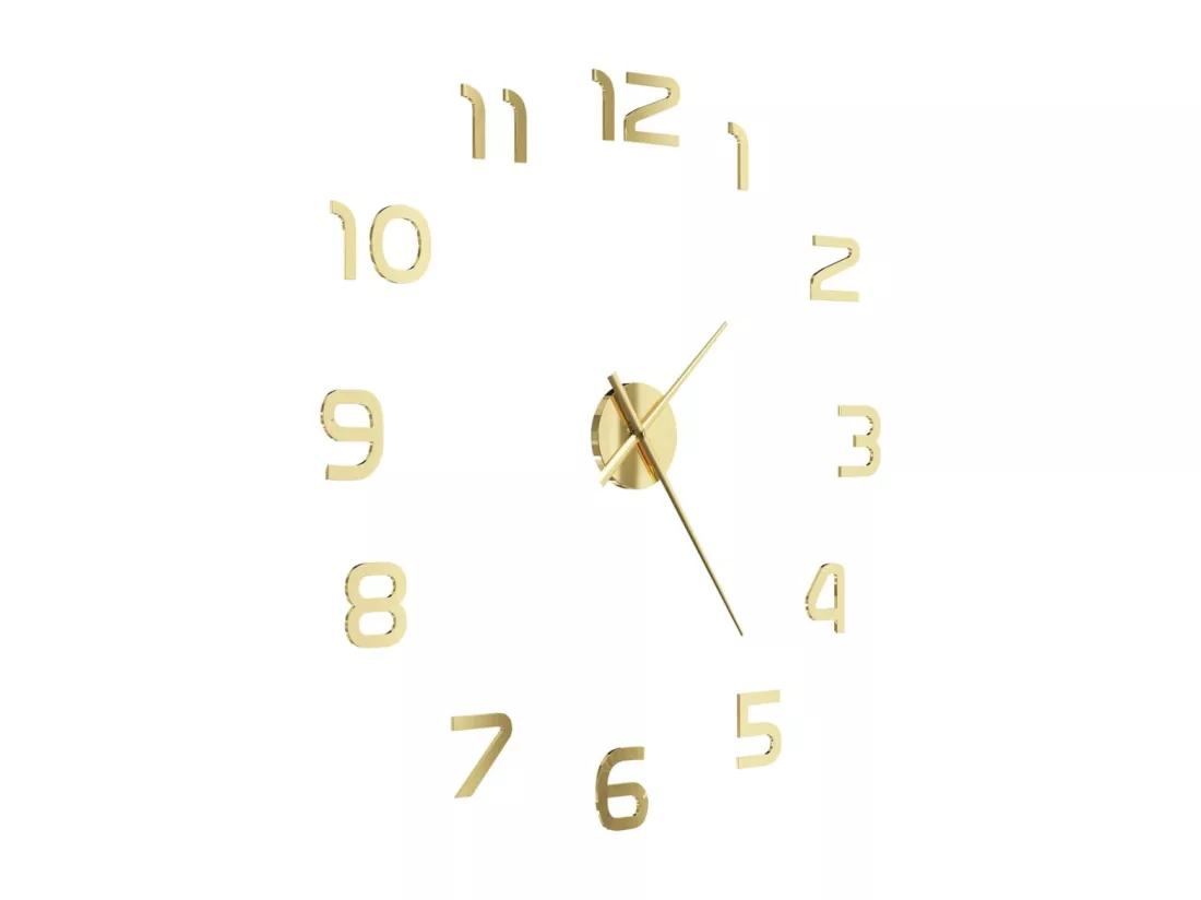 Horloge murale 3D Design moderne 100 cm XXL Doré