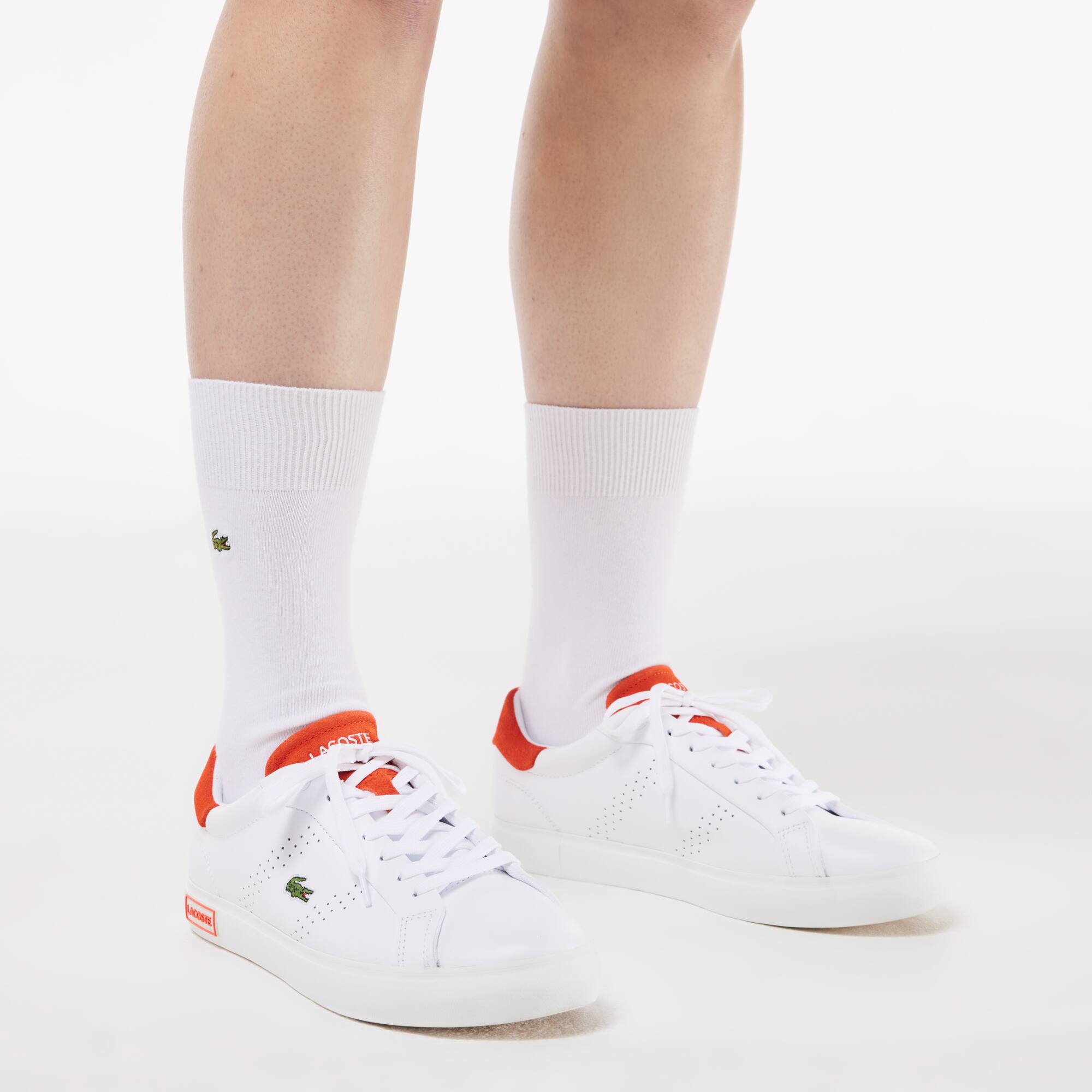Sneakers Powercourt 2.0 femme en cuir orange Sneakers - Blanc - Lacoste - Femme