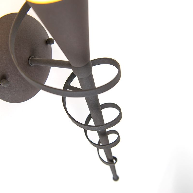 Landelijk wandlamp roestbruin met creme glas - Castle