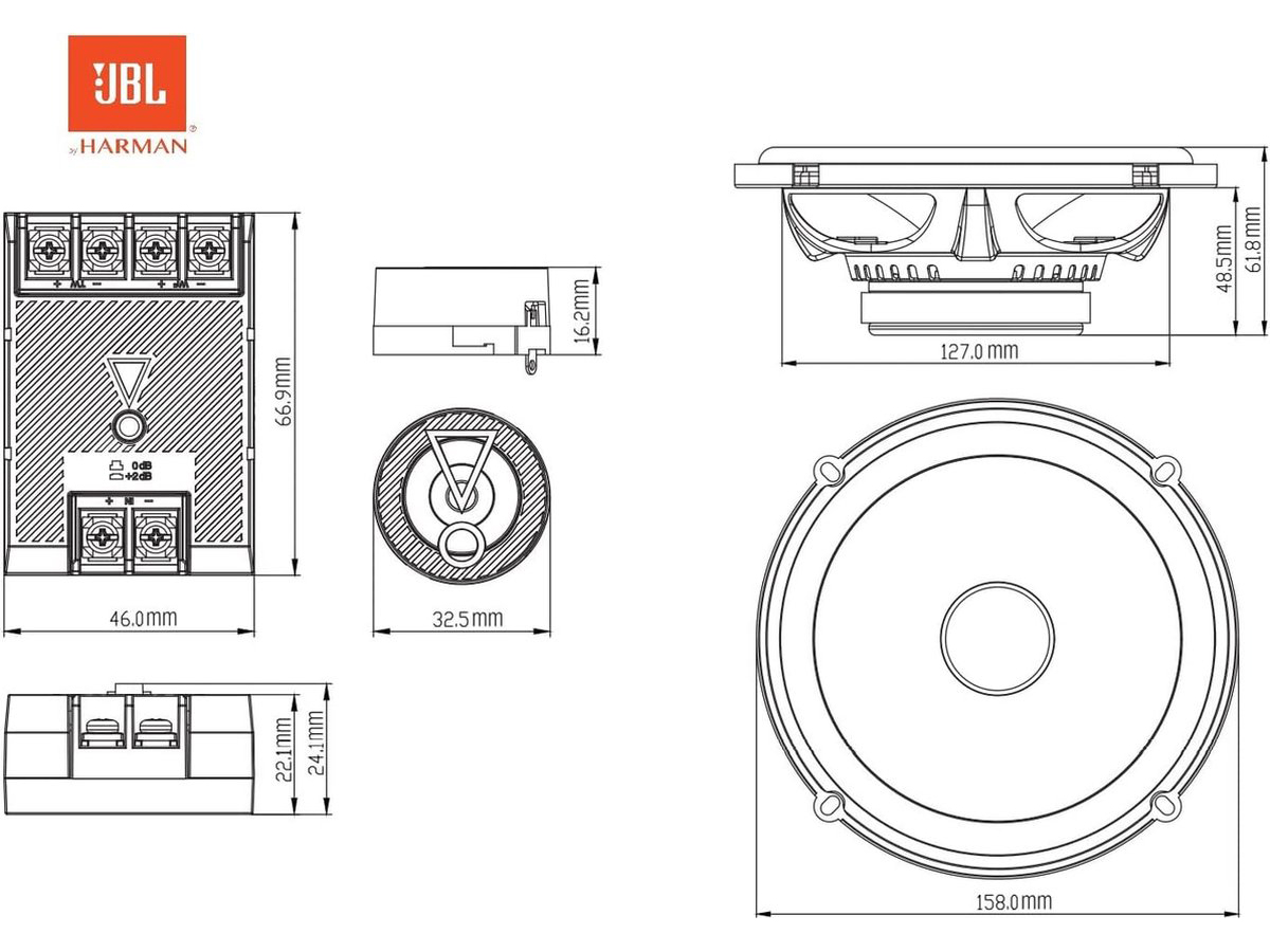 JBL Stage3 607CF speakers - 16,5 cm