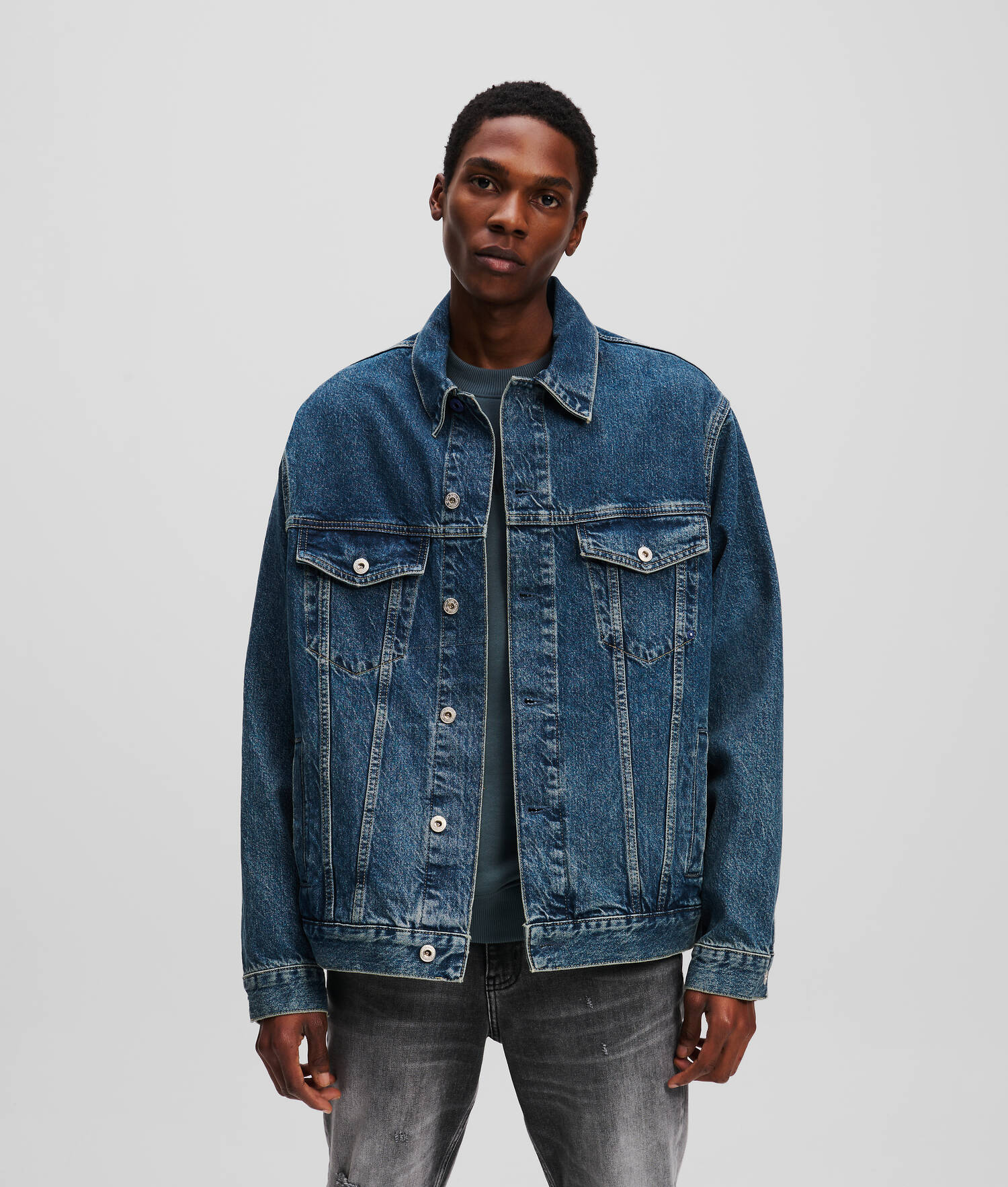 VESTE EN JEAN DÉCONTRACTÉE KLJ MONOGRAM - Bleu lavé visuel