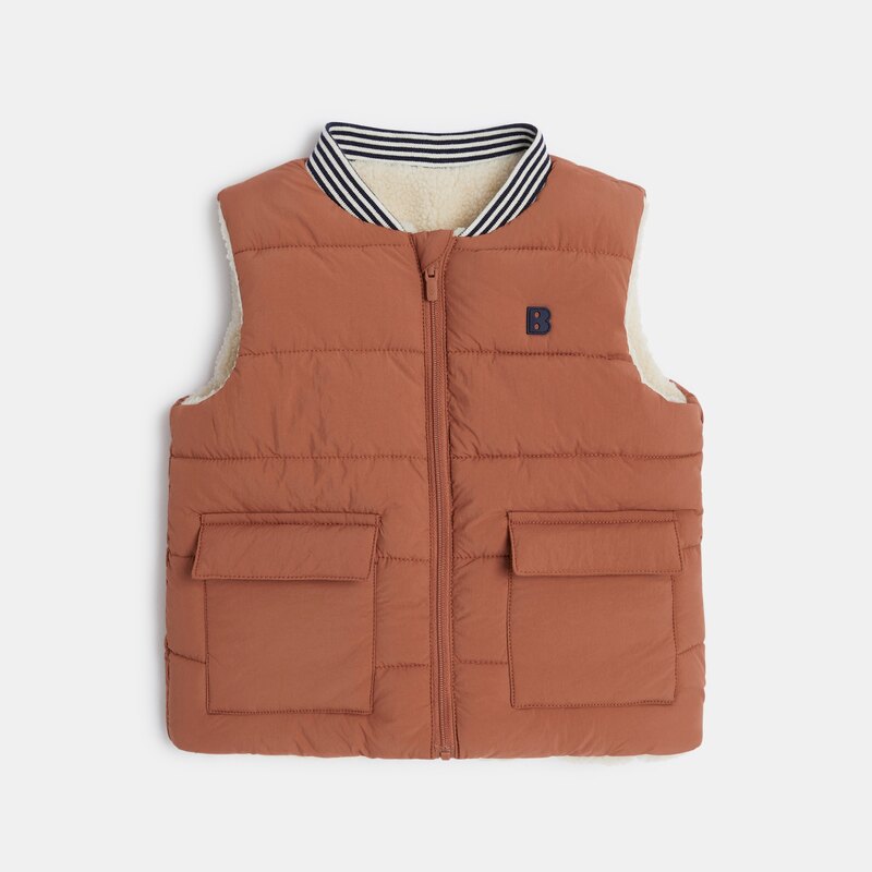 Gilet matelassé réversible à poches marron bébé garçon Marron