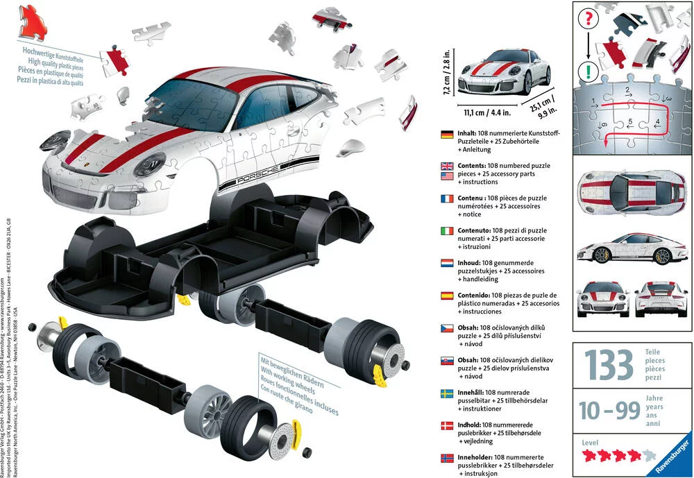 PUZZLE 3D 108 PIECES PORSCHE 911 R
