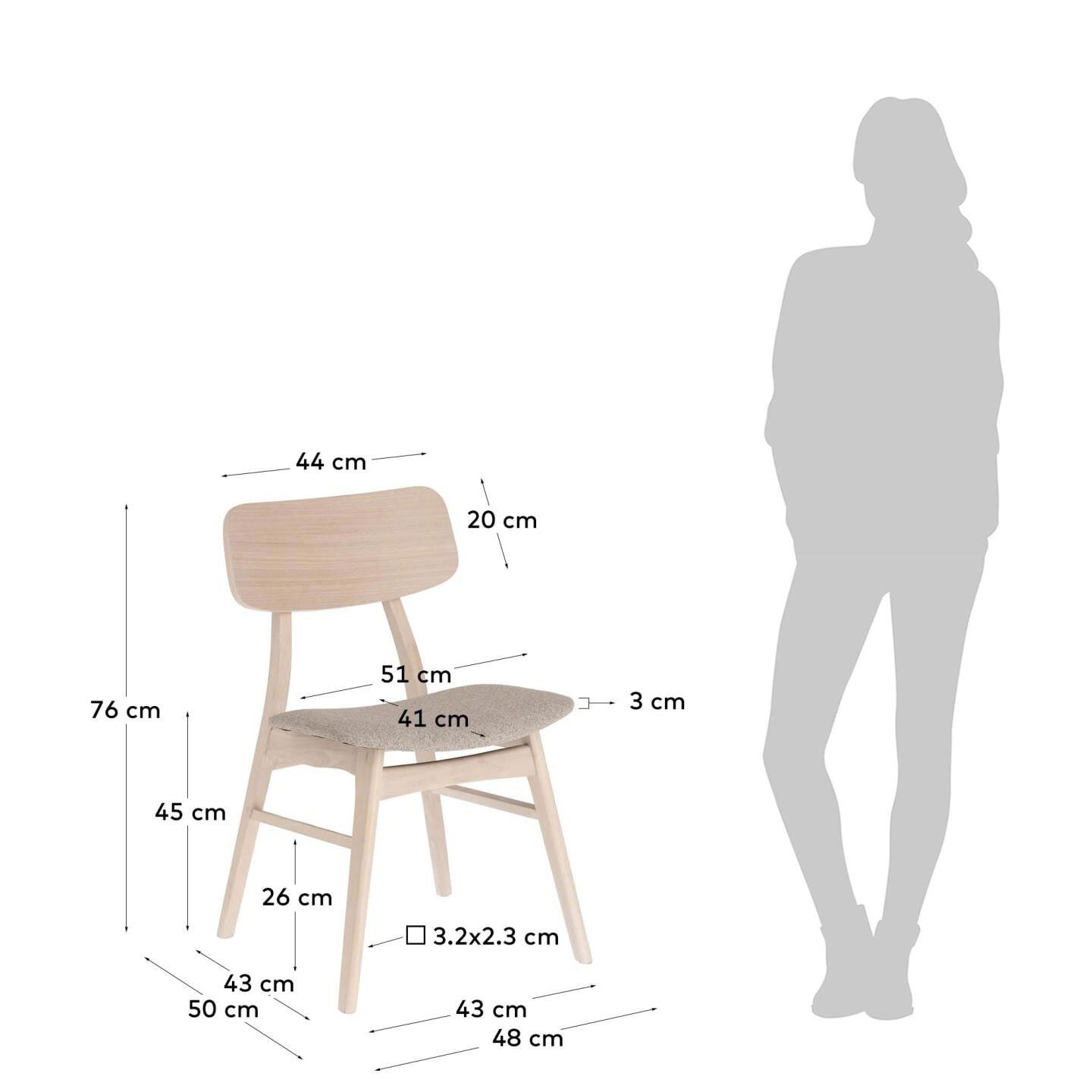 Kave Home Esszimmerstuhl SELIA 2er Set beige/ braun