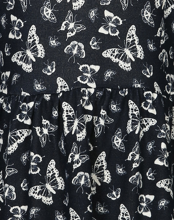 Langarm-Kleid FARFALLA AOP in navy