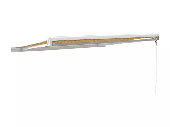 Auvent rétractable jaune et blanc 3x2,5 m tissu et aluminium
