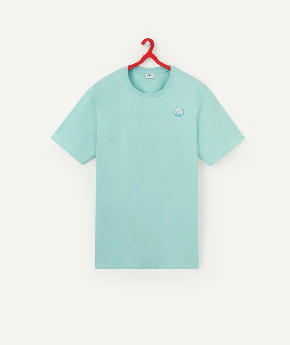 T-SHIRT HOMME EN COTON BIO VERT MENTHE AVEC COQUILLAGE