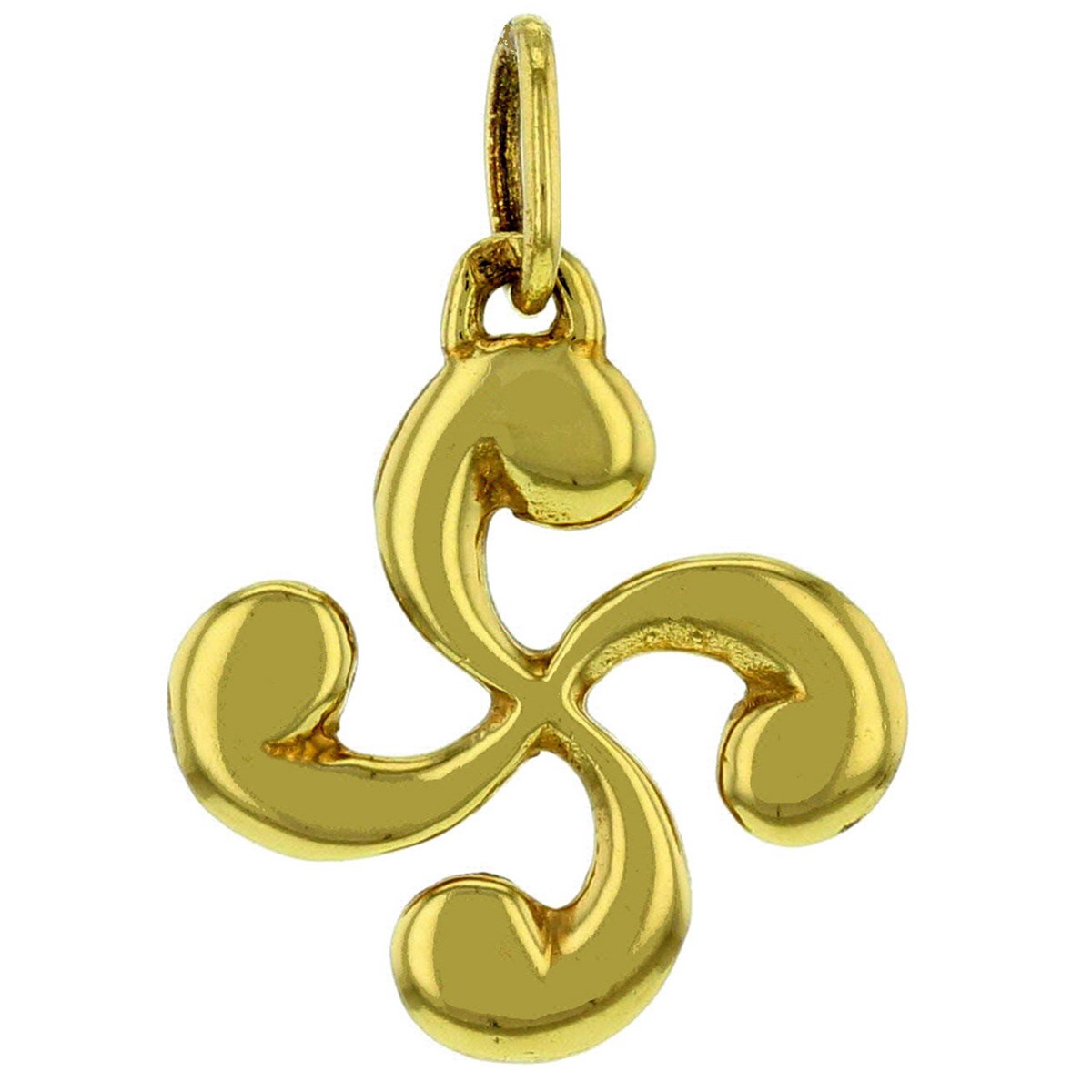 Pendentif croix basque lauburu en plaqué orGrand modèle 24 mm