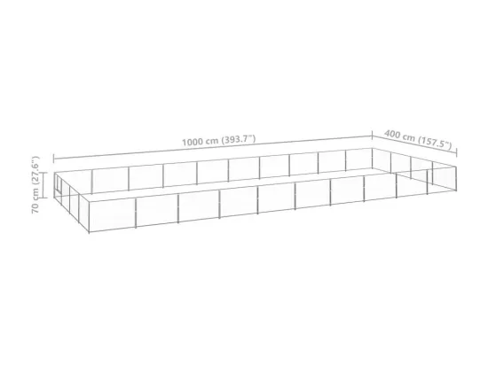 Chenil extérieur cage enclos argenté 1000 x 400 x 70 cm 02_0000279