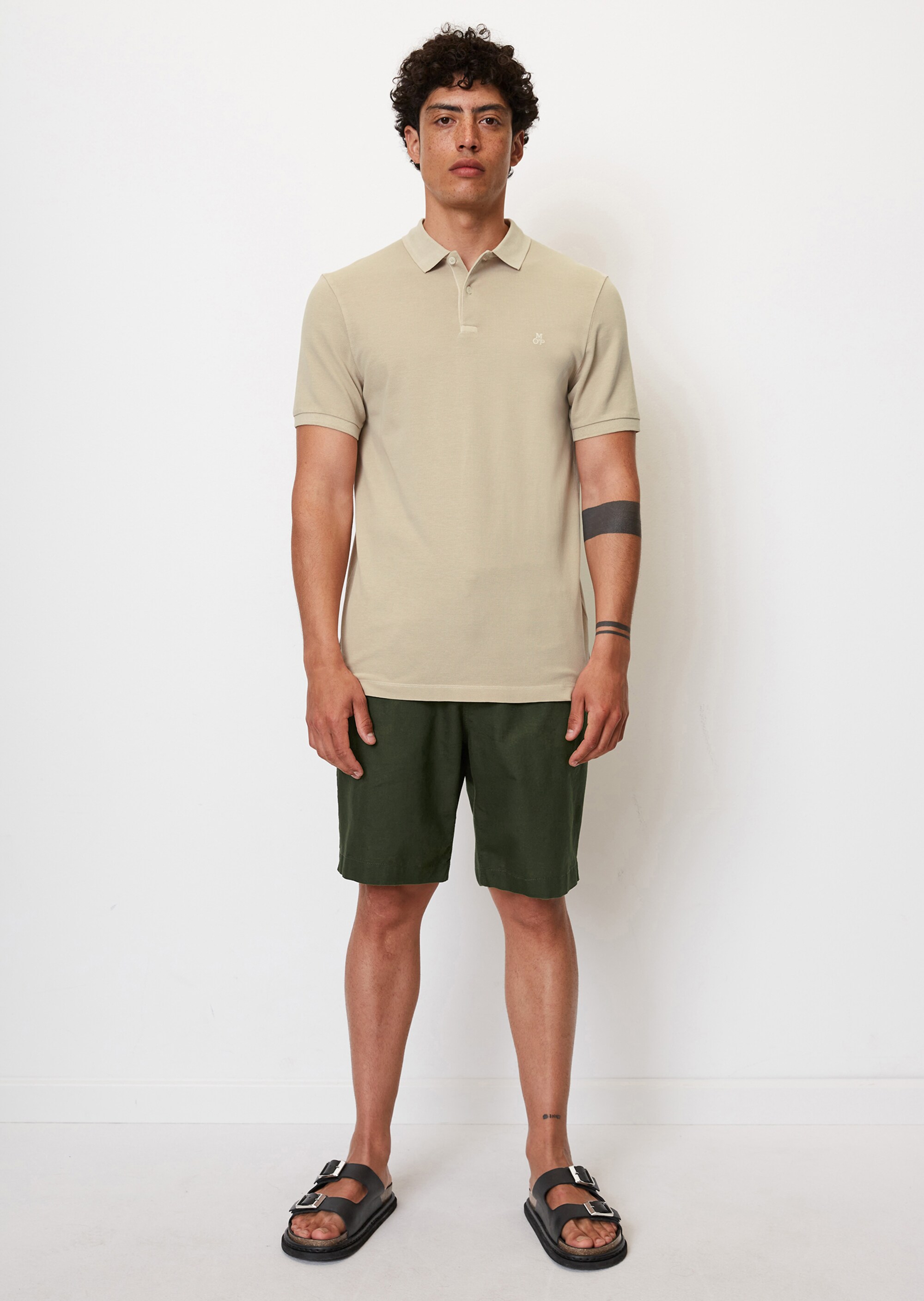 Kurzarm-Poloshirt Piqué shaped aus Organic Cotton-Stretch