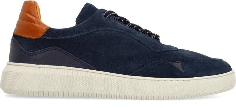 Manfield Heren Donkerblauwe suède sneakers