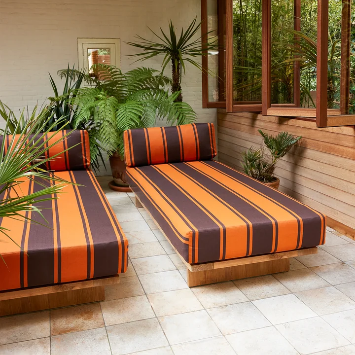 HKliving - Teak Outdoor Daybed, botanical