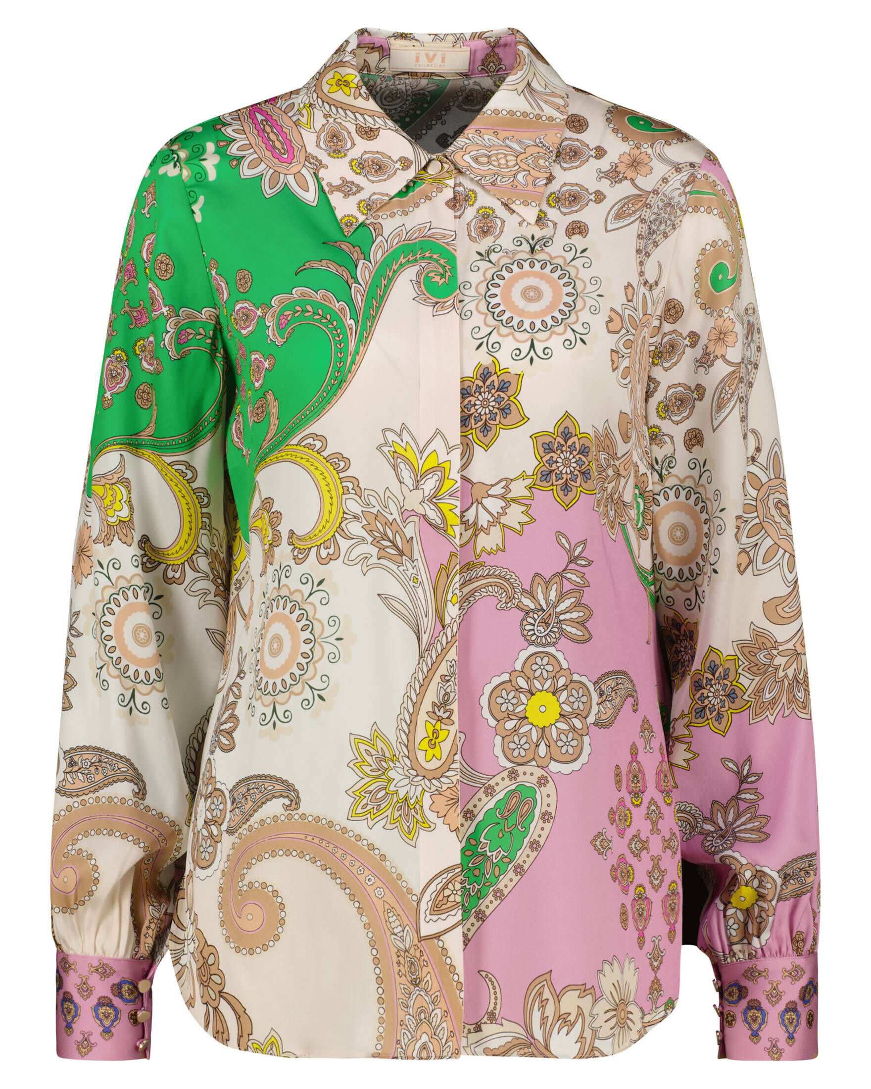 IVI Collection| Damen Bluse aus Stretch-Seide PAISLEY