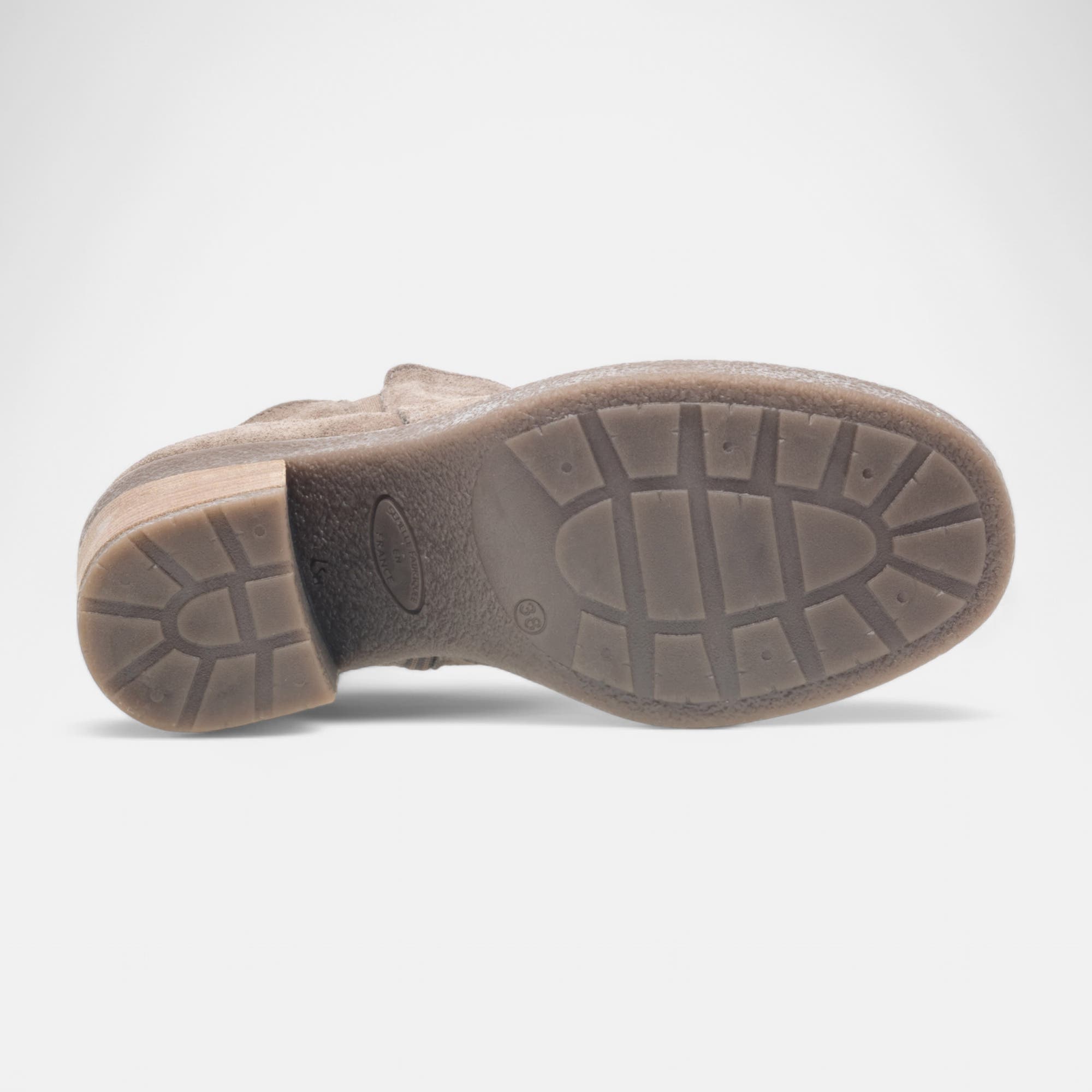 Bottines à talon Femme en cuir taupe
