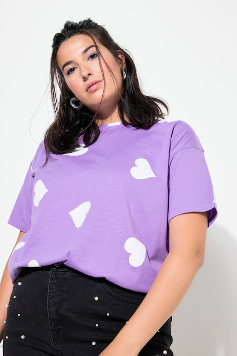 T-Shirt, oversized, Hearts-Print