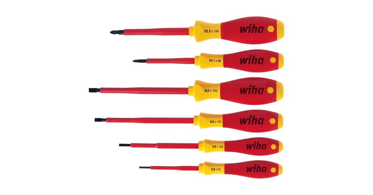 WihaSchroevendraaierset SoftFinish electric  (Rood/geel, 6-delig)