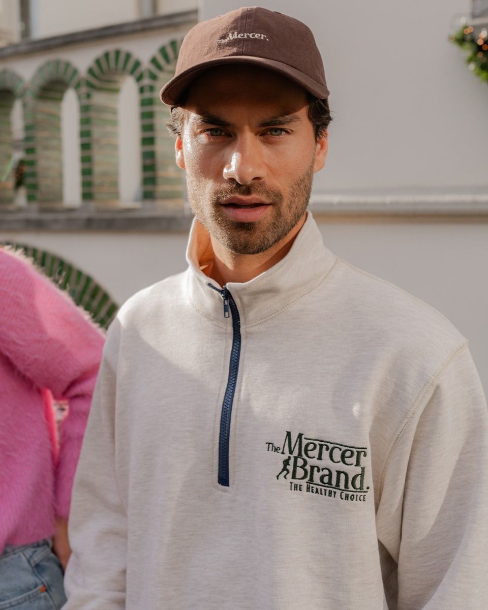 Mercer Amsterdam The Mercer Brand Quarter Zip Beige Sweater