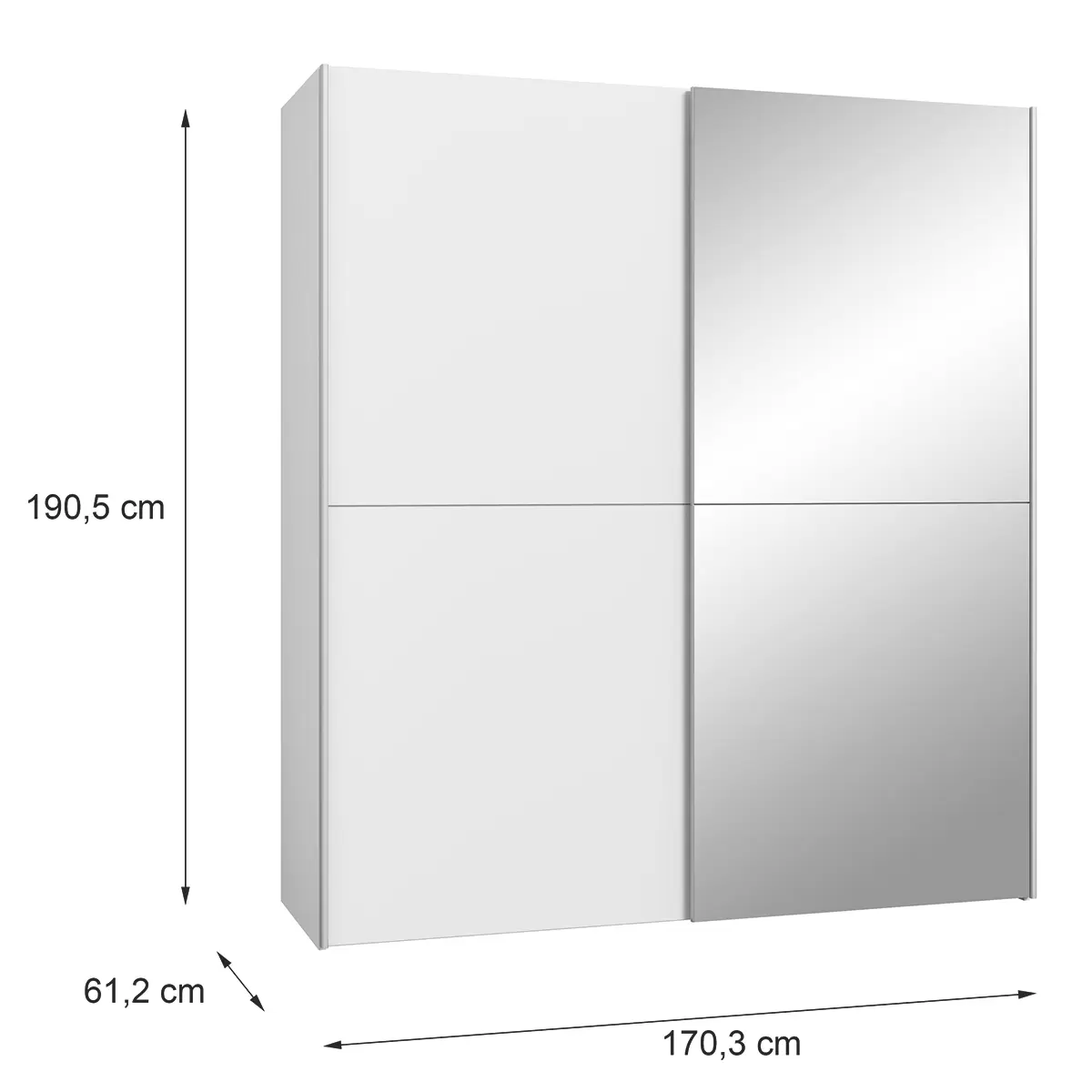Schwebetürenschrank 2-trg. Gais weiss