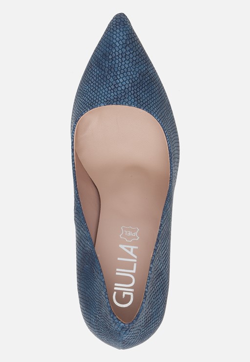 Giulia Pumps blauw slangenprint Imitatieleer