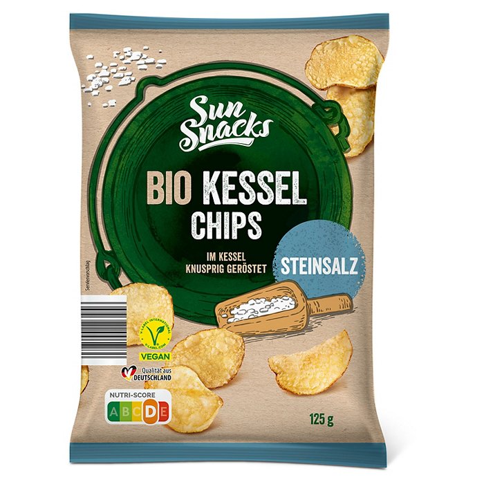 SUNSNACKS Bio-Kessel Chips 125 g, Steinsalz