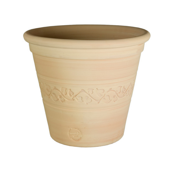 Pot Conique frise en terre cuite claire Ø 27 x H. 26 cm