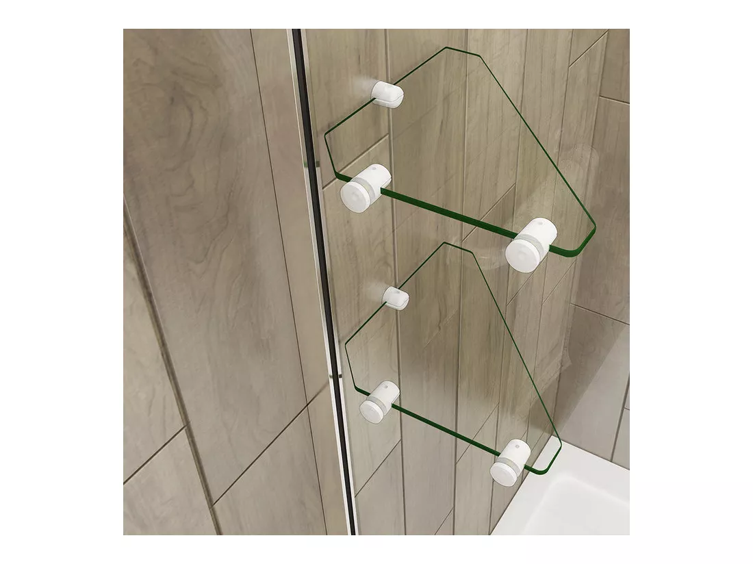Paroi de douche fixe à l'italienne 80cm Hauteur 190cm avec 2 étagères - Verre en trempé transparent