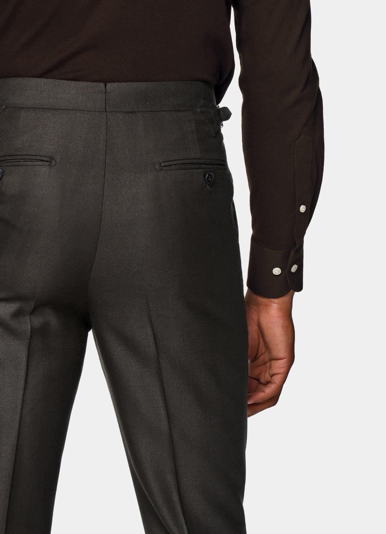 Costume Havana coupe Tailored marron foncé à chevrons