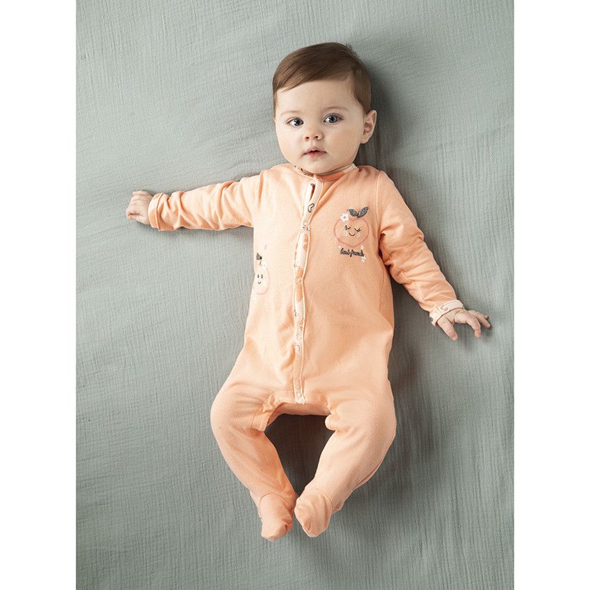 Lot de 2 dors-bien en jersey imprimé pêches pour bébé fille - Rose