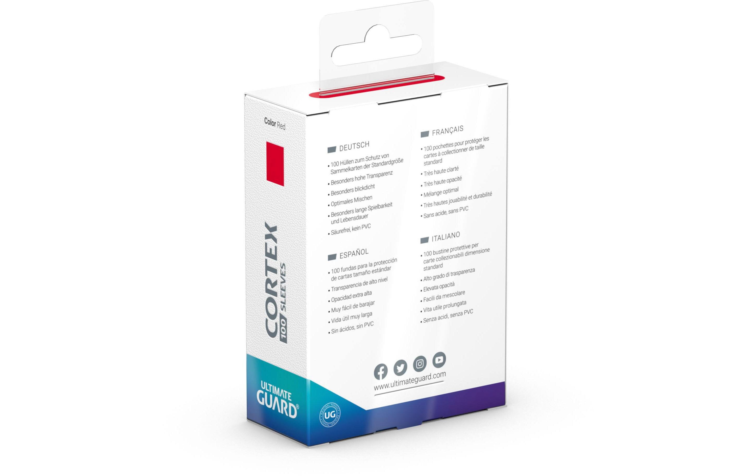Kartenhülle Cortex Sleeves Standardgrösse Rot 100Ideal-Fit Sleeves 66 x 91 mm