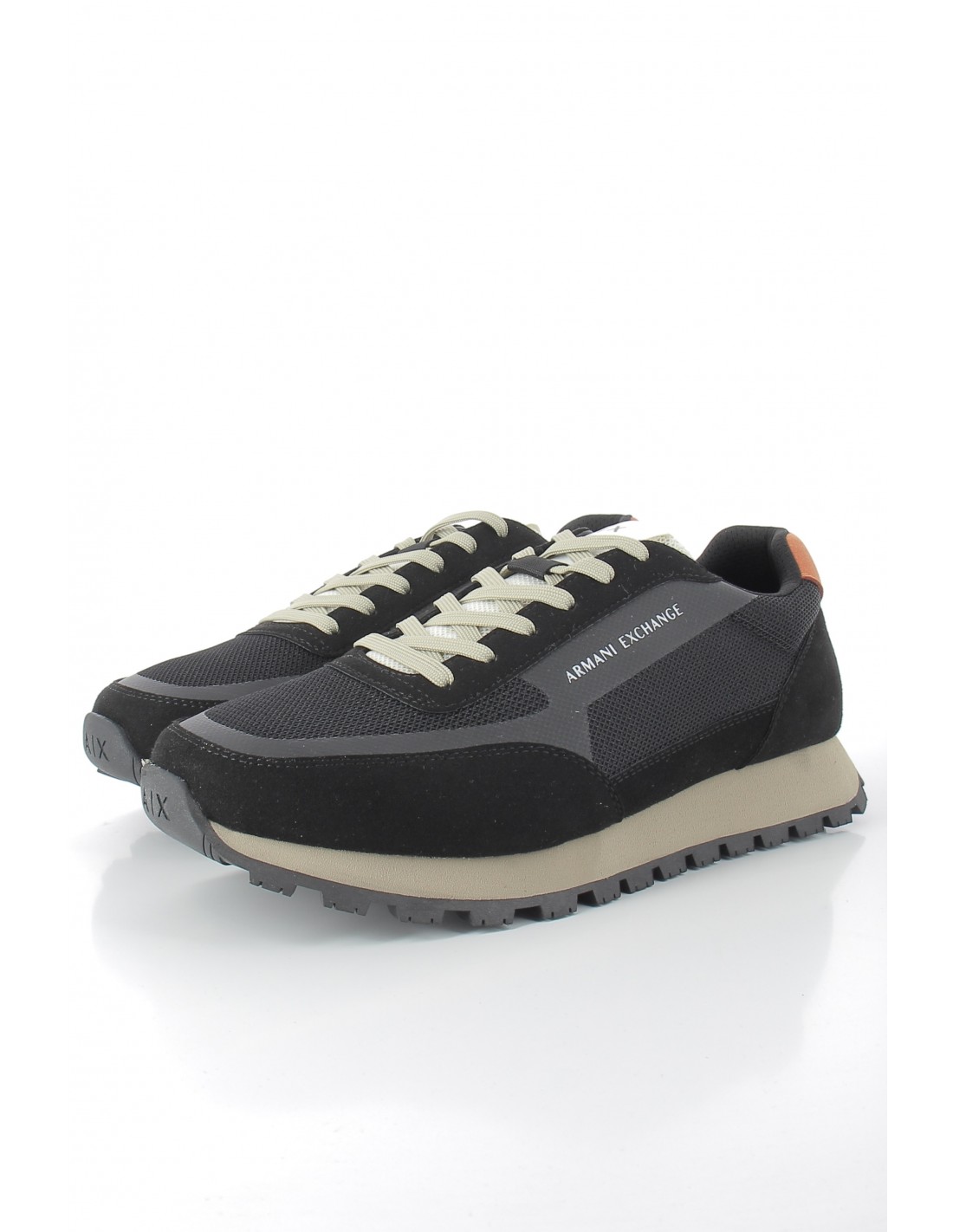 armani exchange Sneakers Homme En Cuir Noir/Orange