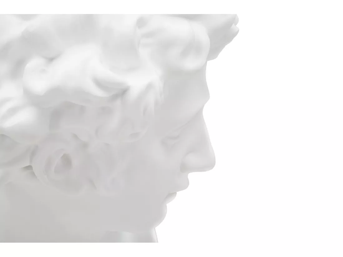 Sculpture en résine blanche, tête masculine, design classique inspiré de la Renaissance florentine, 20x17,5x30 cm