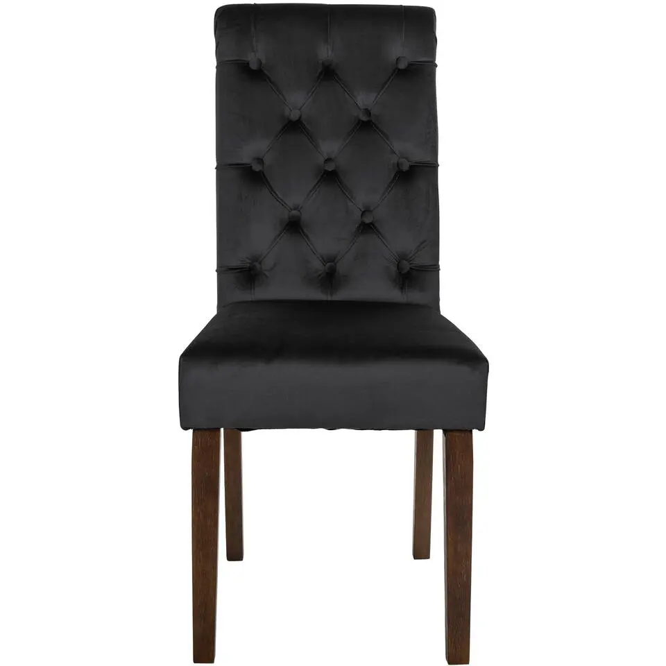 CLP Eetkamerstoel Lisburn walnoot Frame - Fluweel - zwart