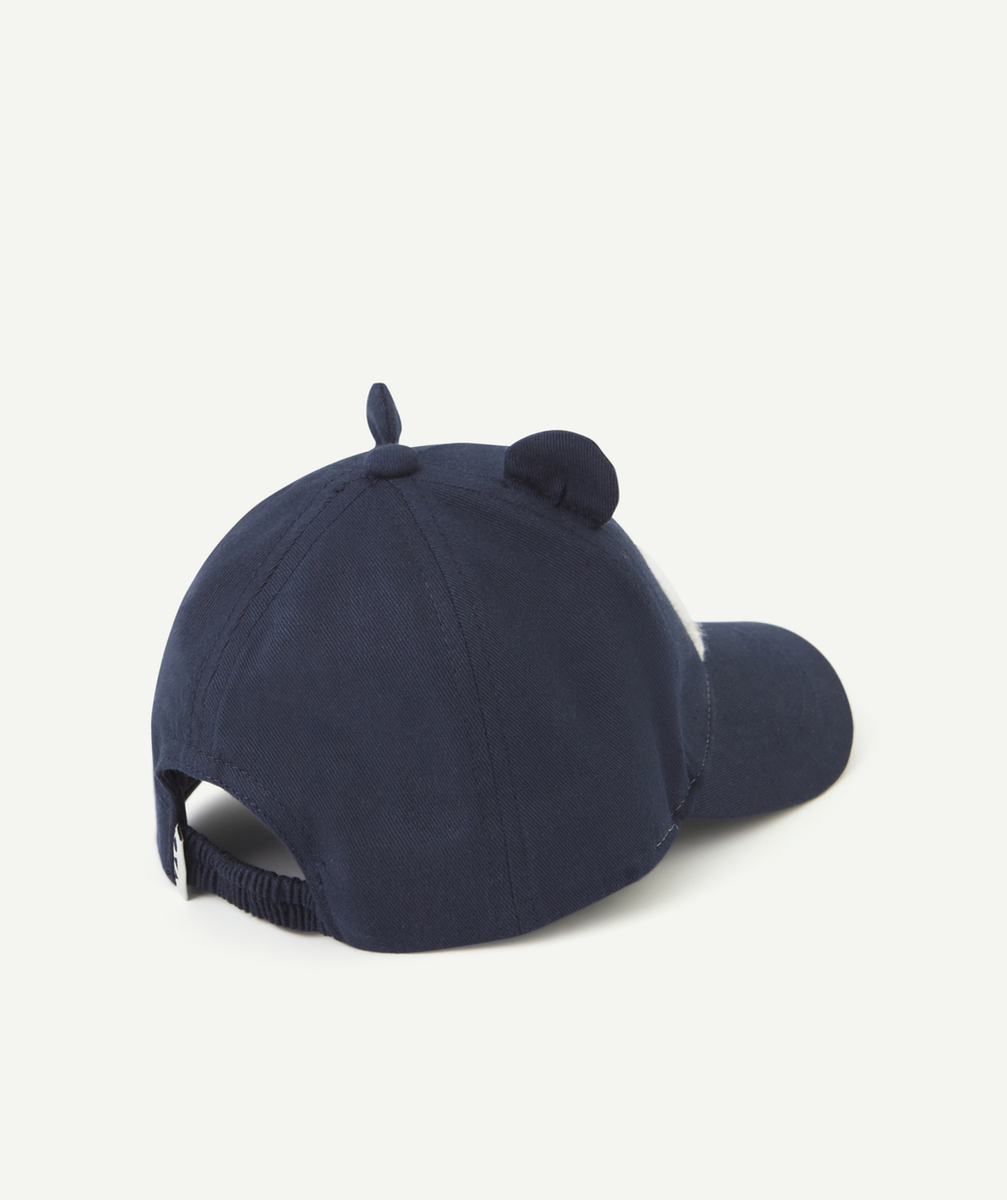 CASQUETTE BÉBÉ GARÇON BLEU MARINE THÈME OURSON AVEC DÉTAILS BOUCLETTES
