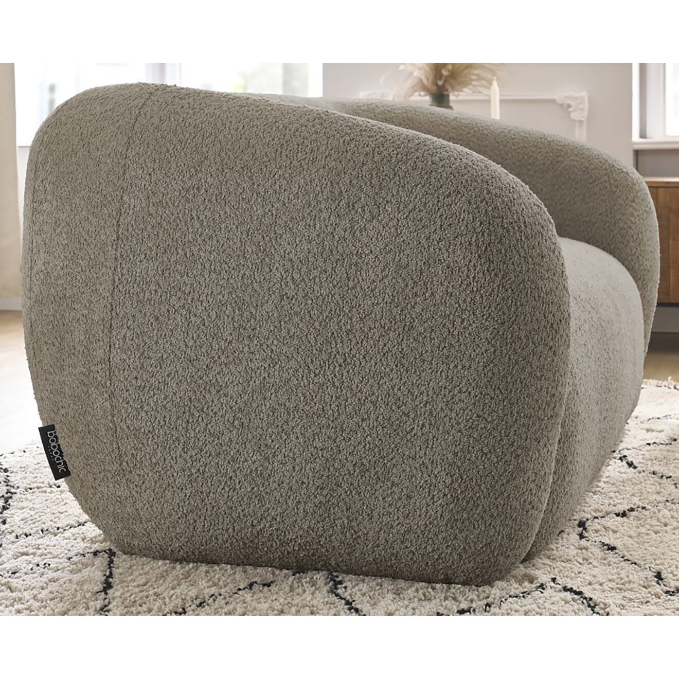 Bobochic Canapé 2 places celine bouclette taupe - 160x87x70 cm