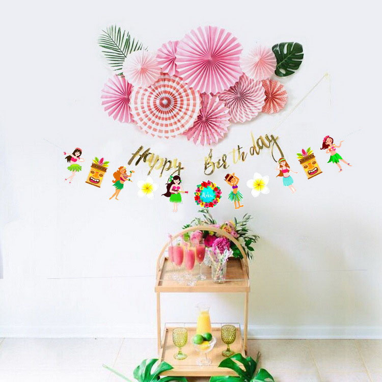 (2.5m) Hawaii Girlande Sommer Tiki Party Tropical Dekoration Aloha Accessoire