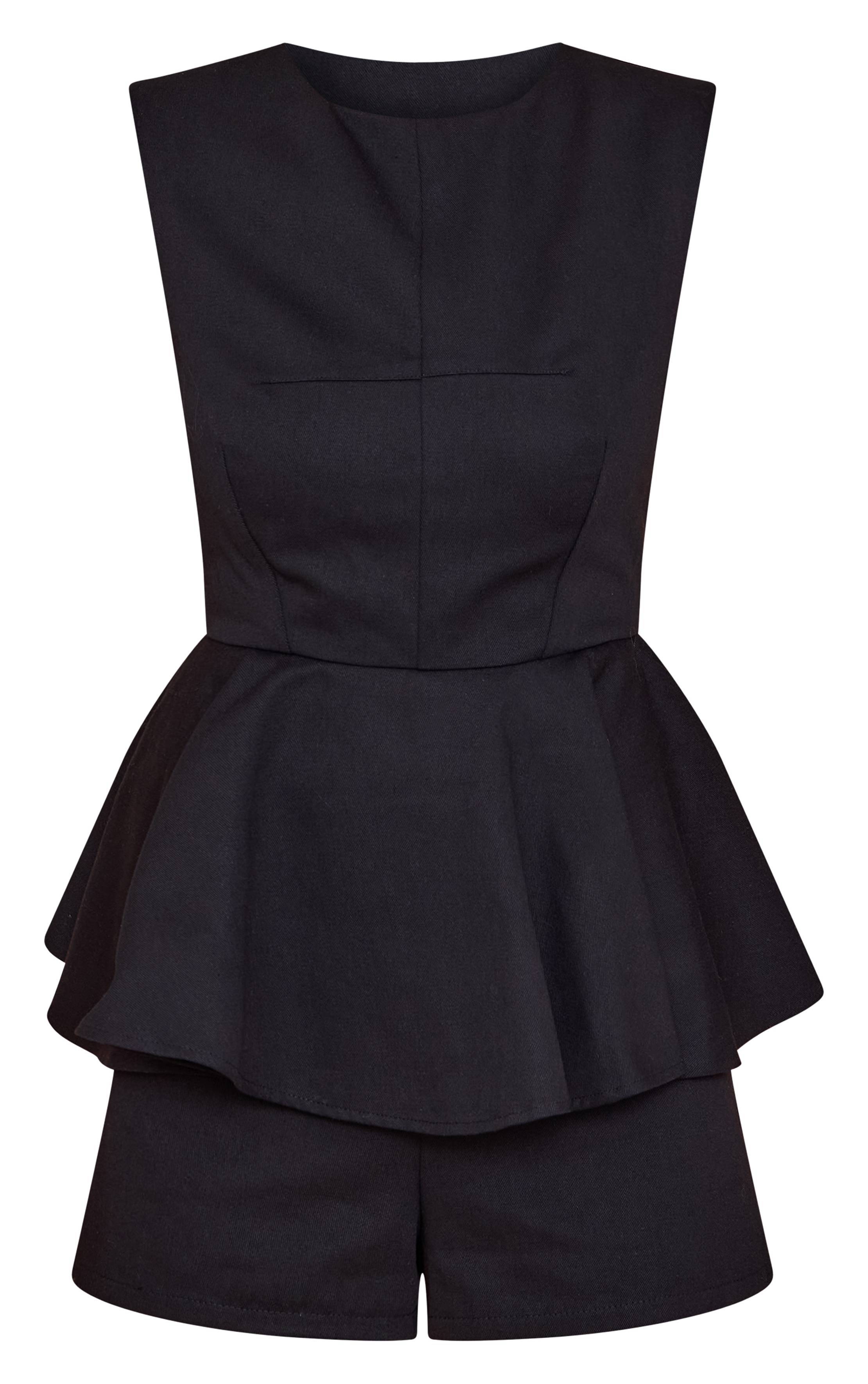 Noir Combinaison-short À Basque En Coton