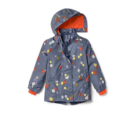 Kleinkinder-Regenjacke, mit Blumen-Alloverprint