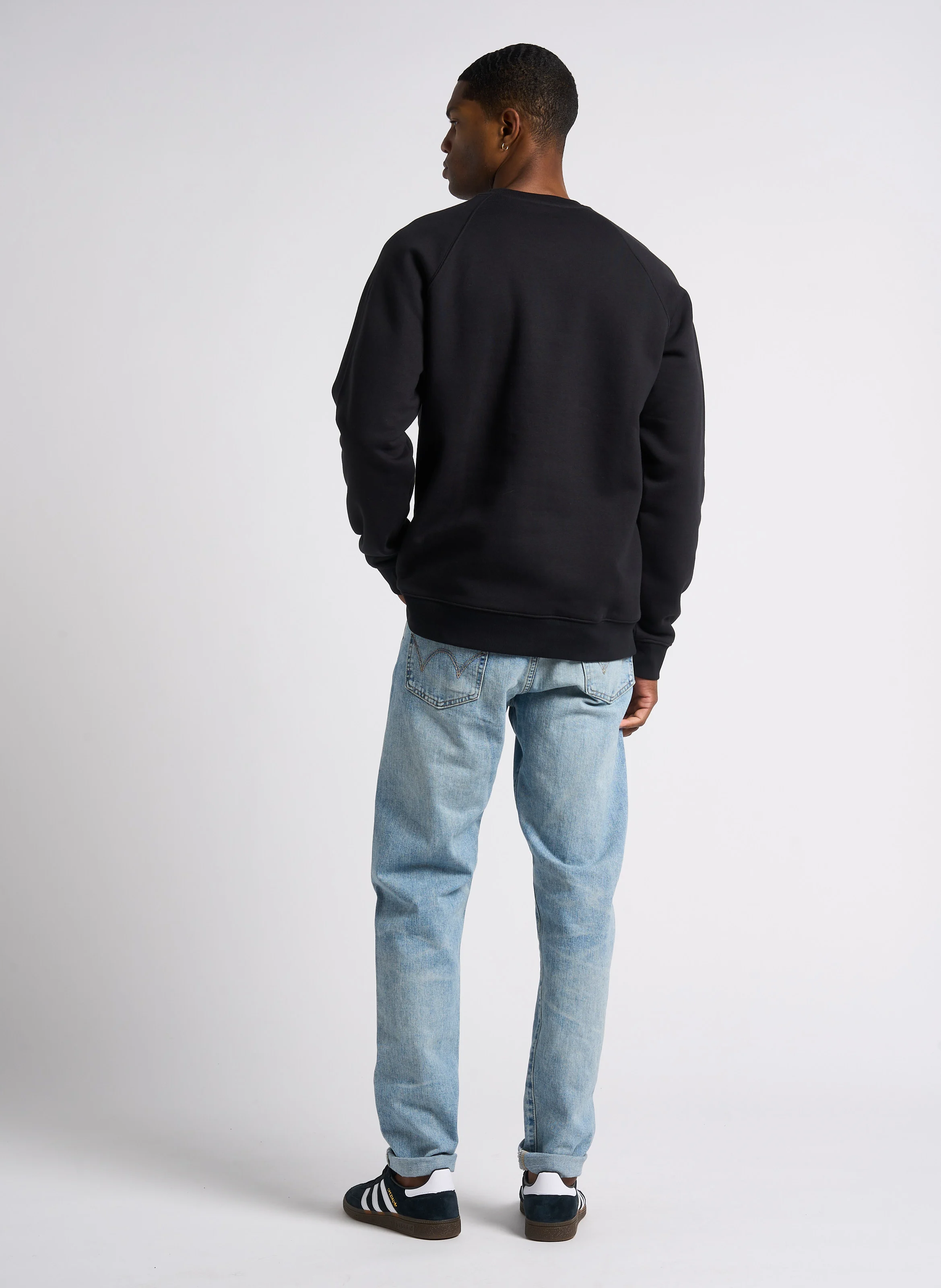 Sweat col rond en molleton doux| Noir