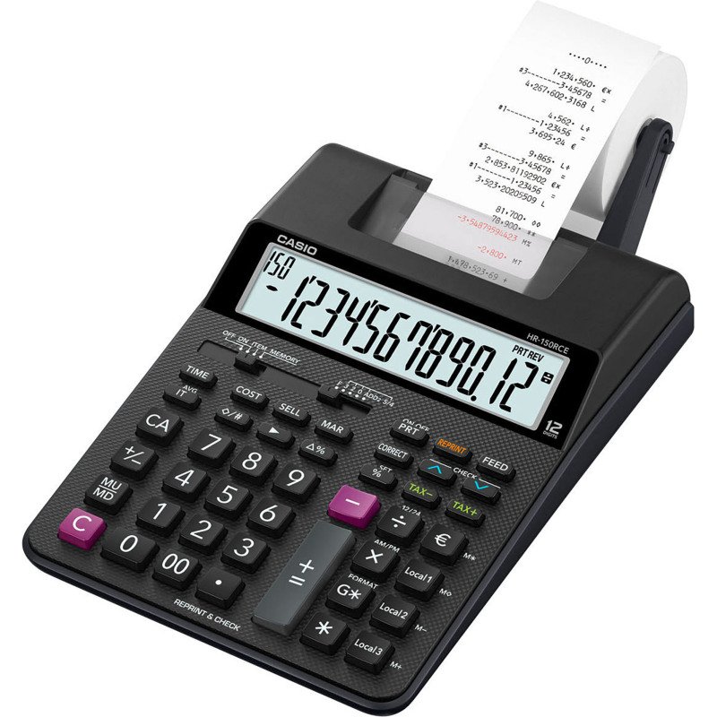 Calculatrice Casio imprimante HR-150RCE + adaptateur secteur