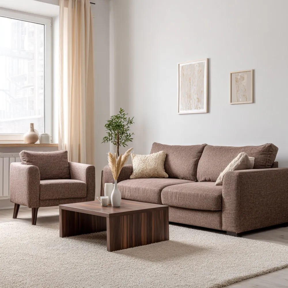 Sofa-Set Stoffpolsterung 200x90x85 cm – Braun – Moderne Gestaltung