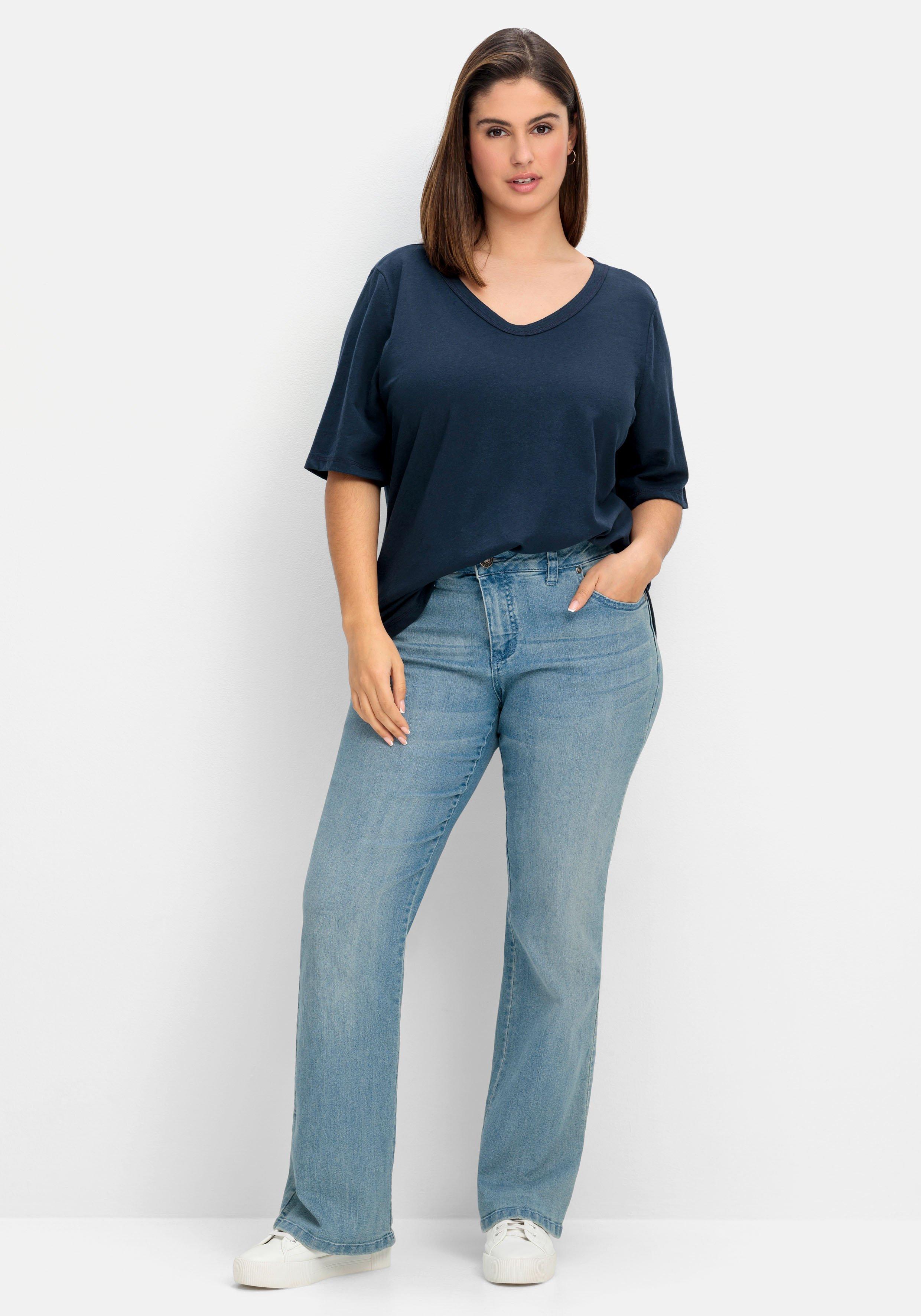 Shirt im Leinen-Mix, mit Druck hinten