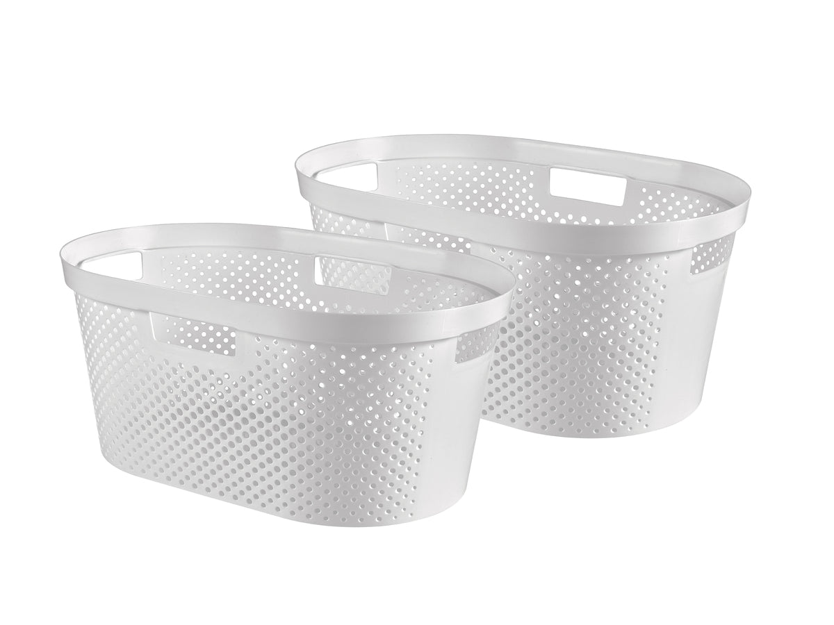 Curver Infinity Recycled Dots Wasmand - 40L - 2 stuks - Wit