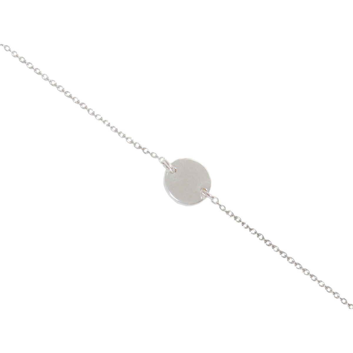 Bracelet chaînette & médaille ronde en argent 925
